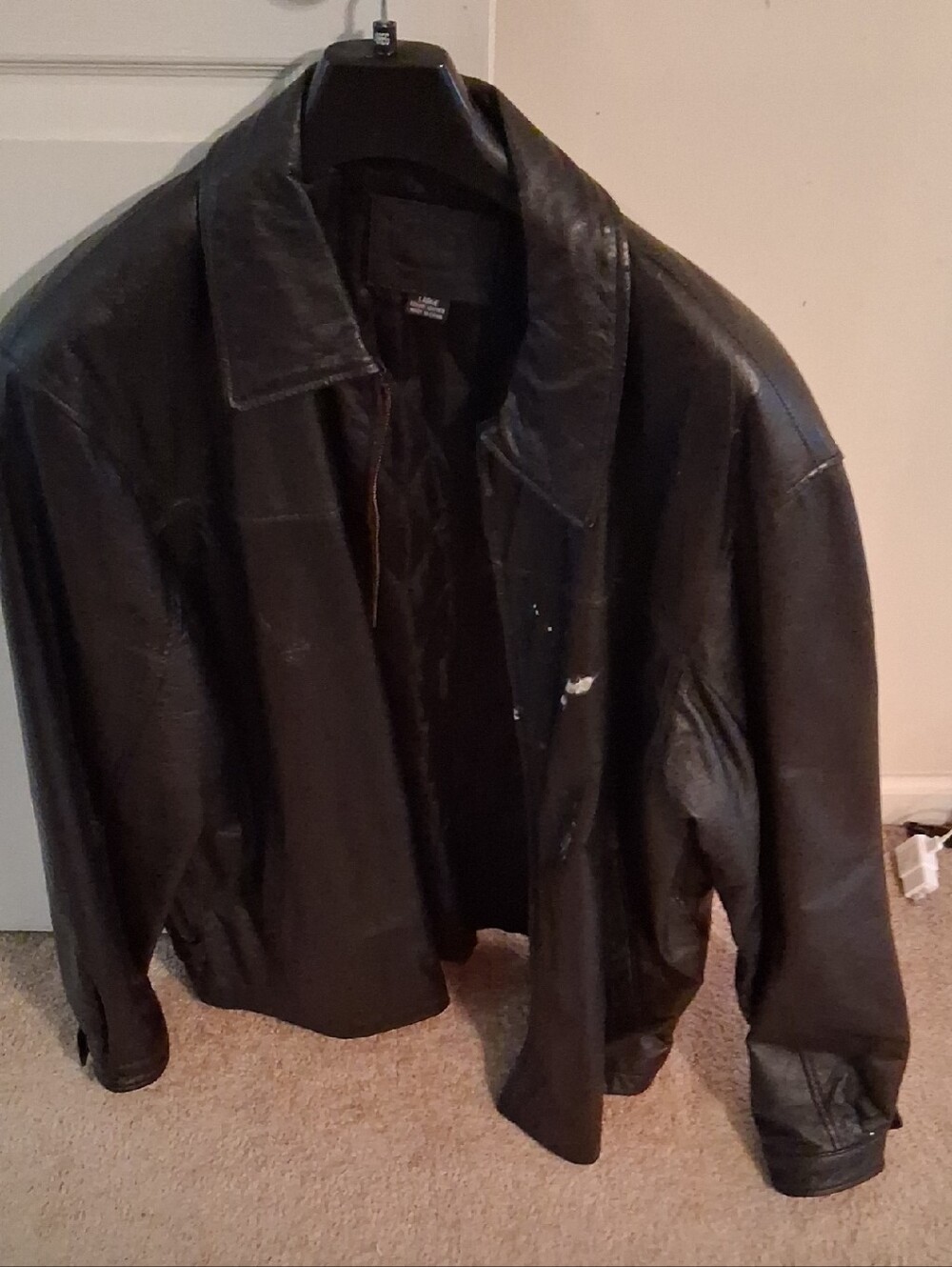 KBETHOS Black Leather Bomber Jacket for Men